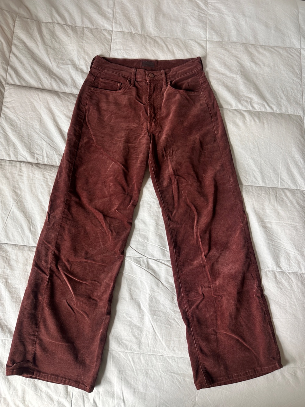 Mother mid rise ankle Corduroy Pants Deep Burgundy Size 27